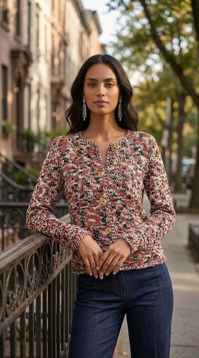 Dunollie Looms Sweaters - Dunollie Looms Multi-Color Knit Button Cardigan